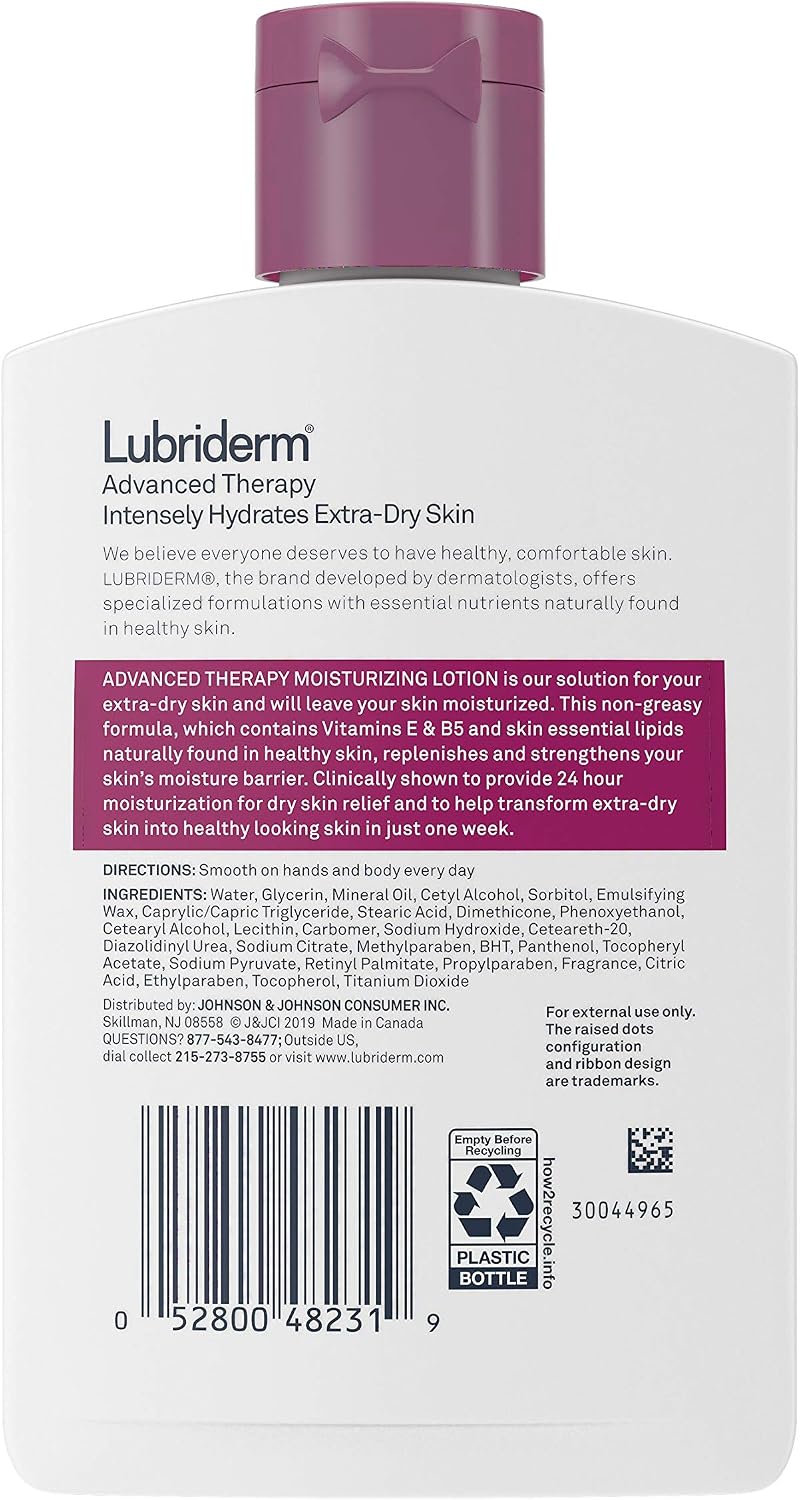 Lubriderm Advanced Therapy Body Lotion lifestyle placement on bathroom counter