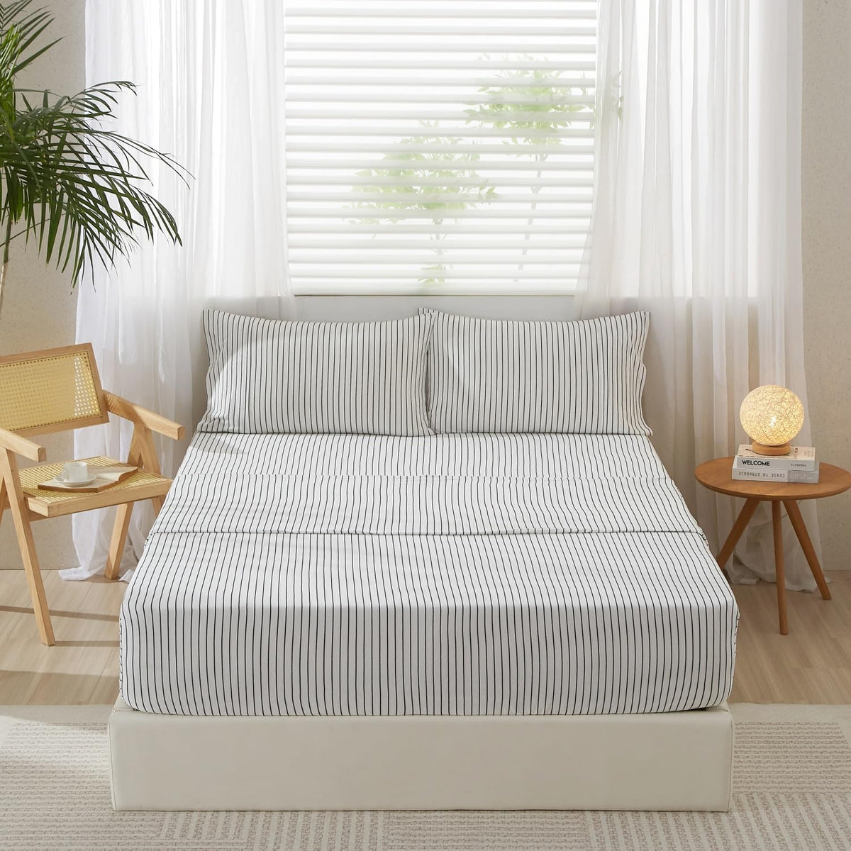 Lifetown light grey bed sheet set lifestyle room setting