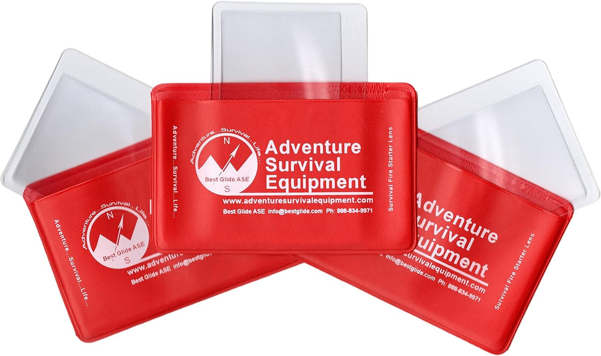 Best Glide ASE credit card size Fresnel lens fire starter front view emergency tool