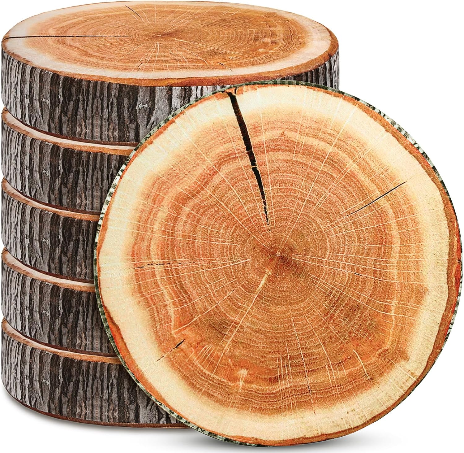 Coume Unittype 6 pieces round wood slice throw pillows front view