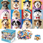 IFLOVE Jumbo Floor Puzzle for Kids 48 piece front view showing colorful funny dog portraits packaging box.