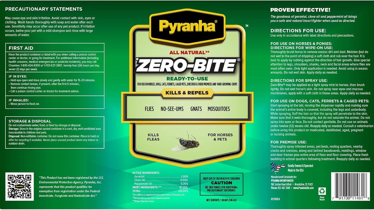 Pyranha natural water-based insect repellent bottle displaying plant-derived ingredient details
