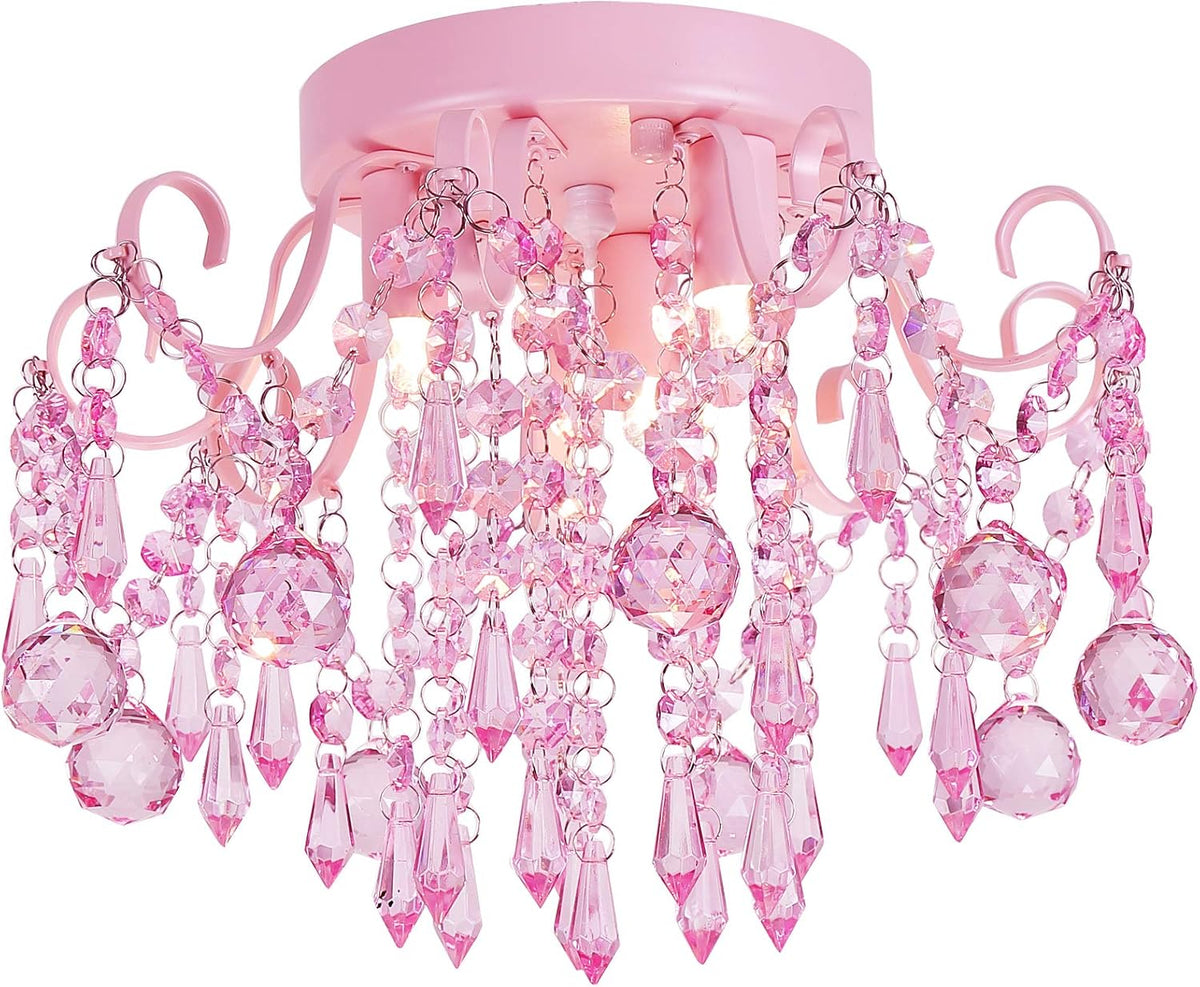 Q&S Small Crystal Chandelier Flush Mount Ceiling Light 3 Lights Modern Chrome Iron Raindrop Crystal Ceiling Fixture for Bedroom Hallway Closet Entryway Stairs - Image 11