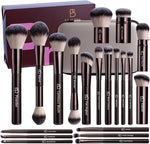 BS-MALL Professional Makeup Brushes twenty piece set displayed front view showing black and gold handles with matching travel case