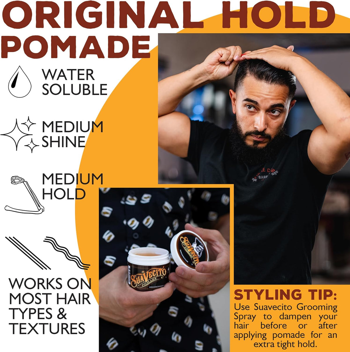 Suavecito pomade label and branding details
