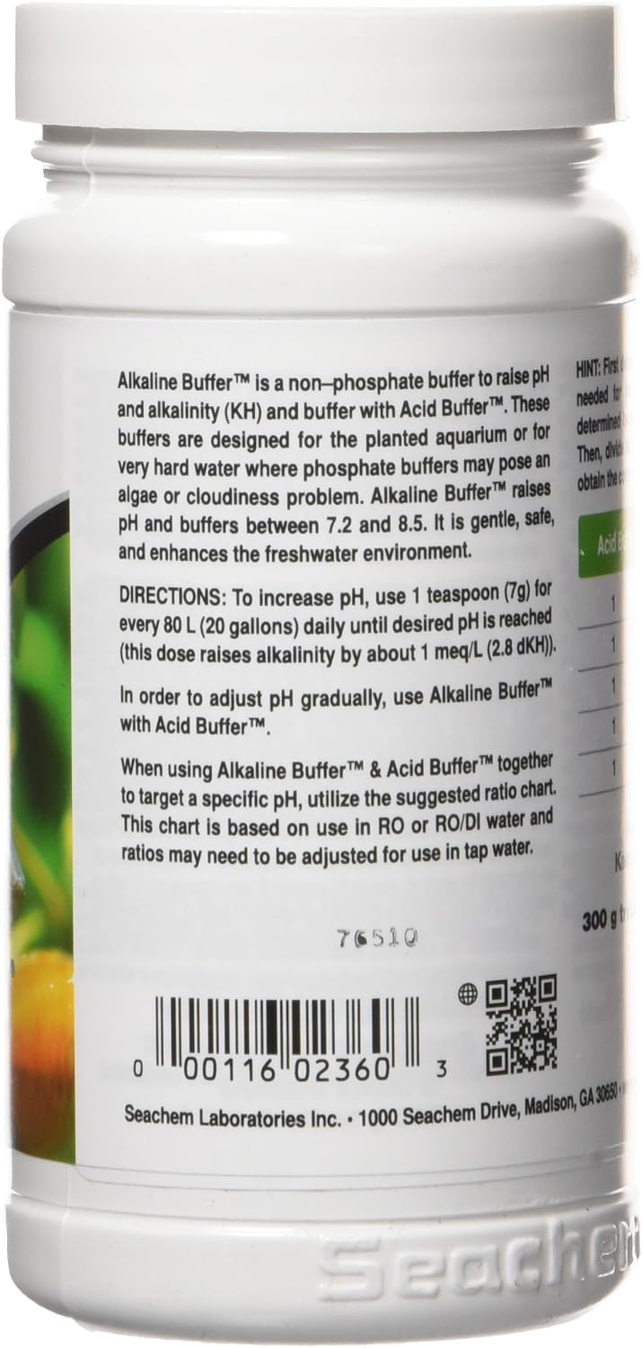Seachem Alkaline Buffer 300 grams jar back label