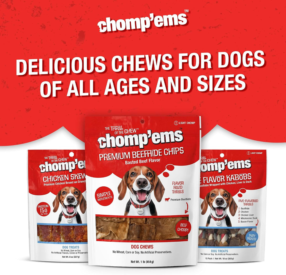Chomp'ems Beef Chew Chips, 1 lb - Healthy, Protein Rich Treats for Dogs - Long Lasting Dog Chews - Image 9