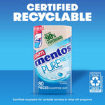 Back label of the USA imported Mentos pure fresh gum showing ingredients.