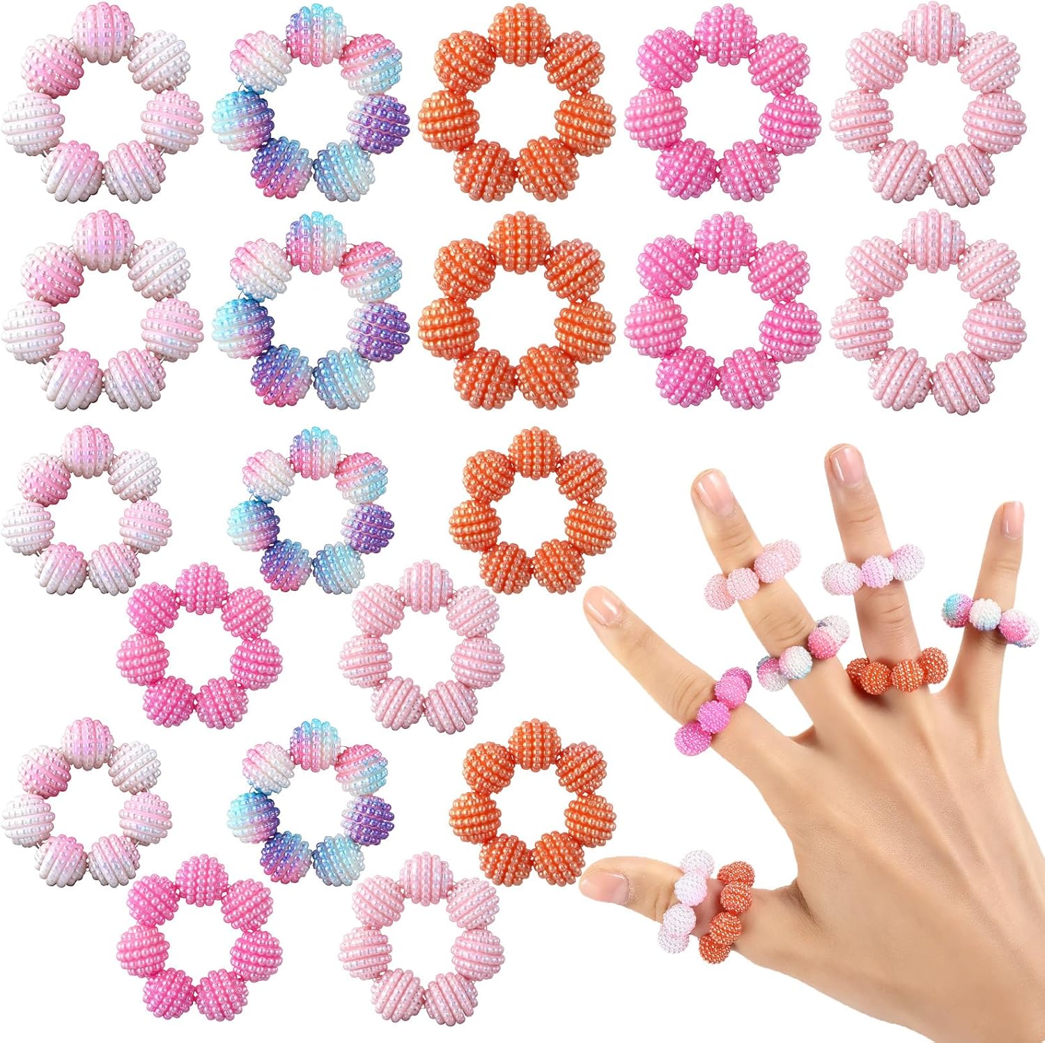 Liliaafar spiky bead sensory fidget rings front view showing multiple colors