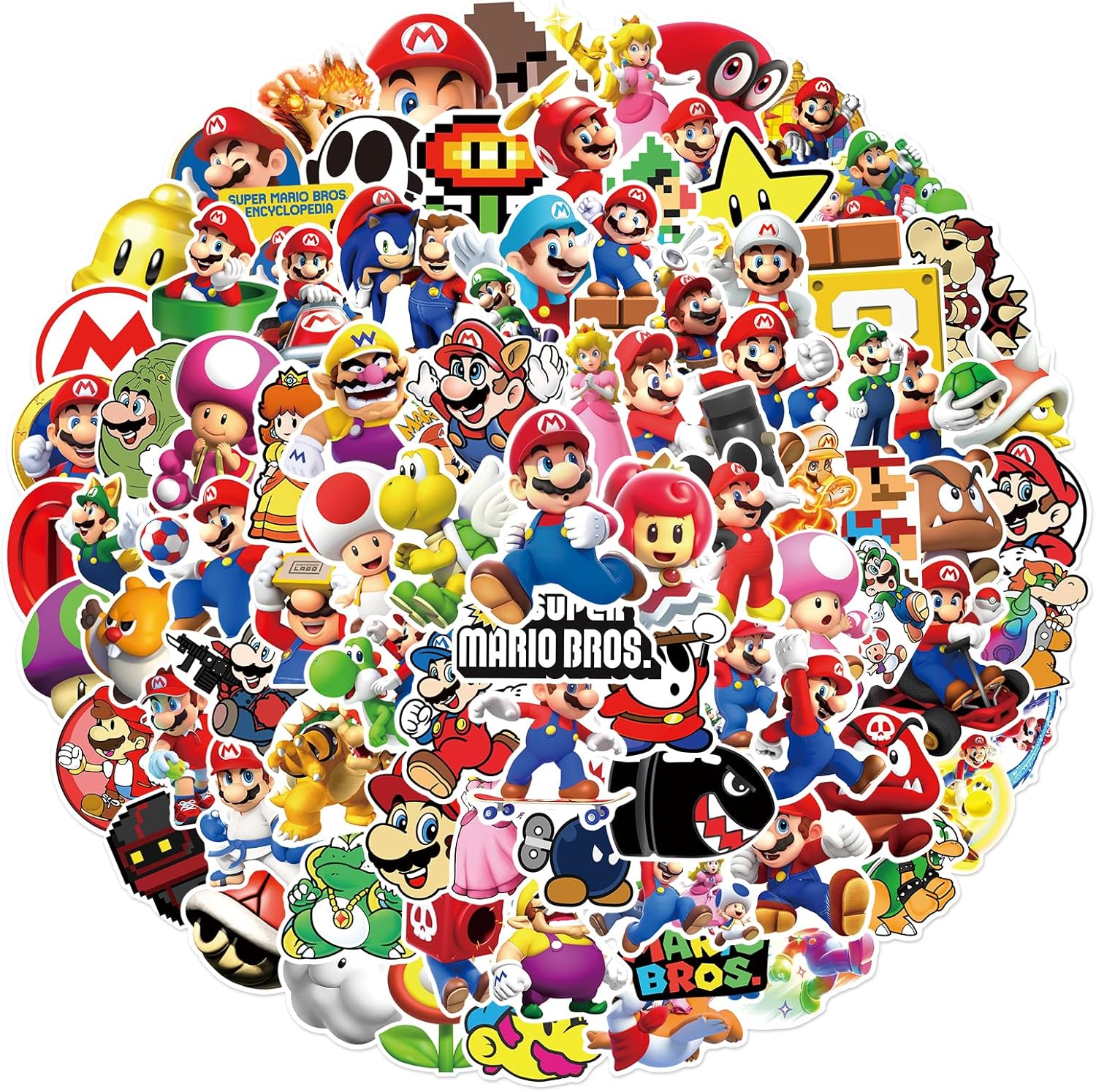 Yinfengkanhai 100 piece Mario cartoon sticker set front view