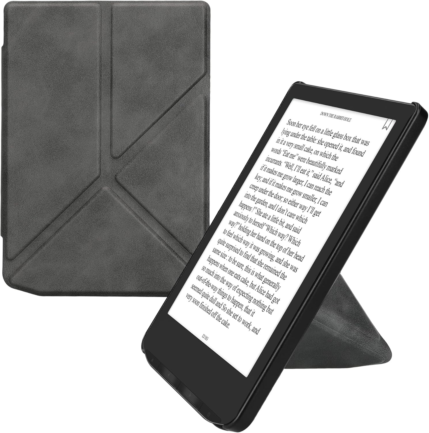 Kwmobile Origami Case for Pocketbook Verse Anthracite front view