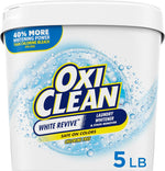 OxiClean White Revive Laundry Whitener 5 pound tub front view for stain removal.