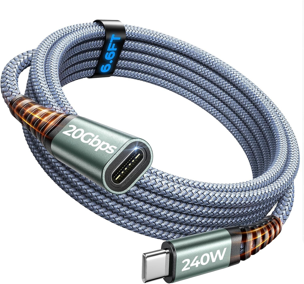 AINOPE USB C Extension Cable, 20Gbps/USB3.2 Fast Transfer USB Type C Extender 240W Charging Compatible with iPhone 16 pro max/PSVR2/USB C Hub/MacBook Air M2 Pro/iPad/Magsafe Charger,1.5FT,Grey - Image 9