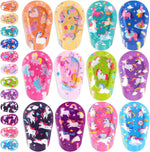 Panelee adhesive eye patches for kids front view showing colorful unicorn patterns.
