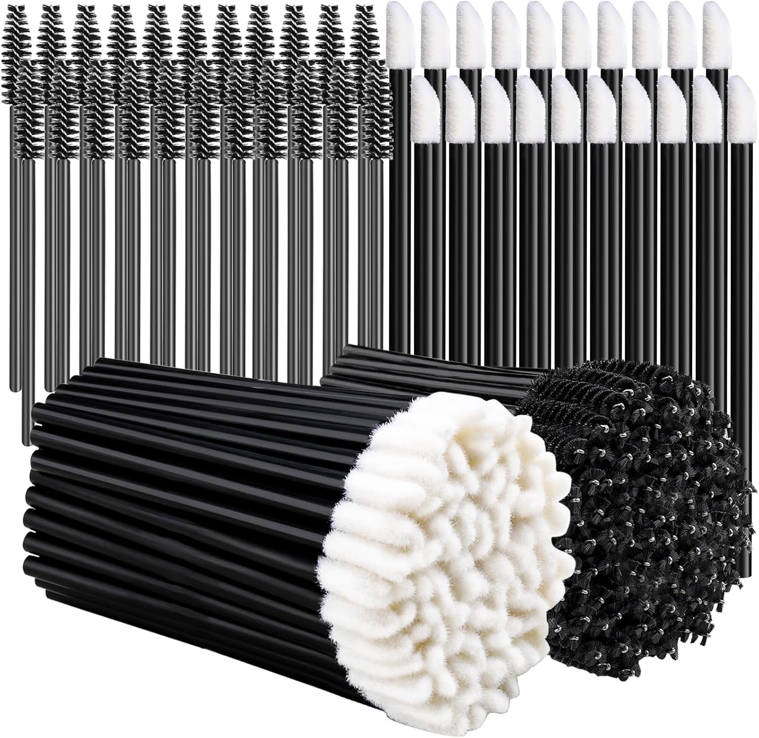 Teenitor Mascara Wands, Disposable Mascara Wand 200pcs, Lip Applicators Disposable Mascara Makeup Applicator Lipgloss Lip Brush Mascara Brush Lipstick Tester Wands Black - Image 1