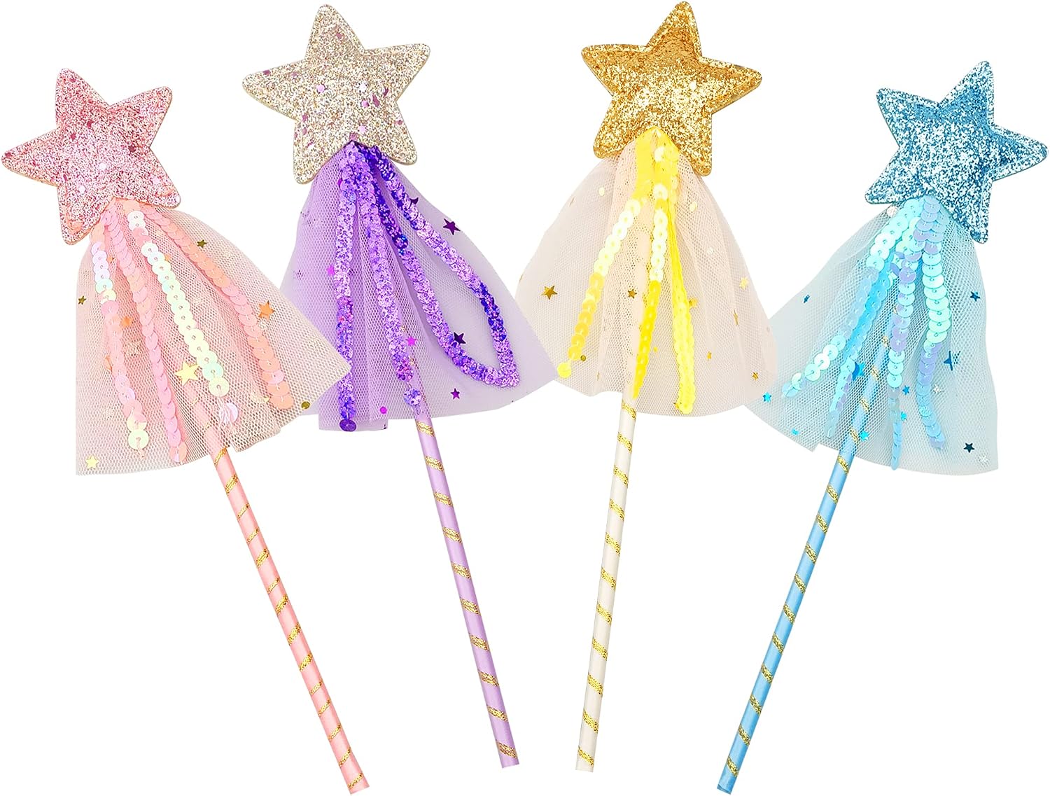 PPXMEEUDC Glitter Princess Wand Kit front view showing all four star wands.