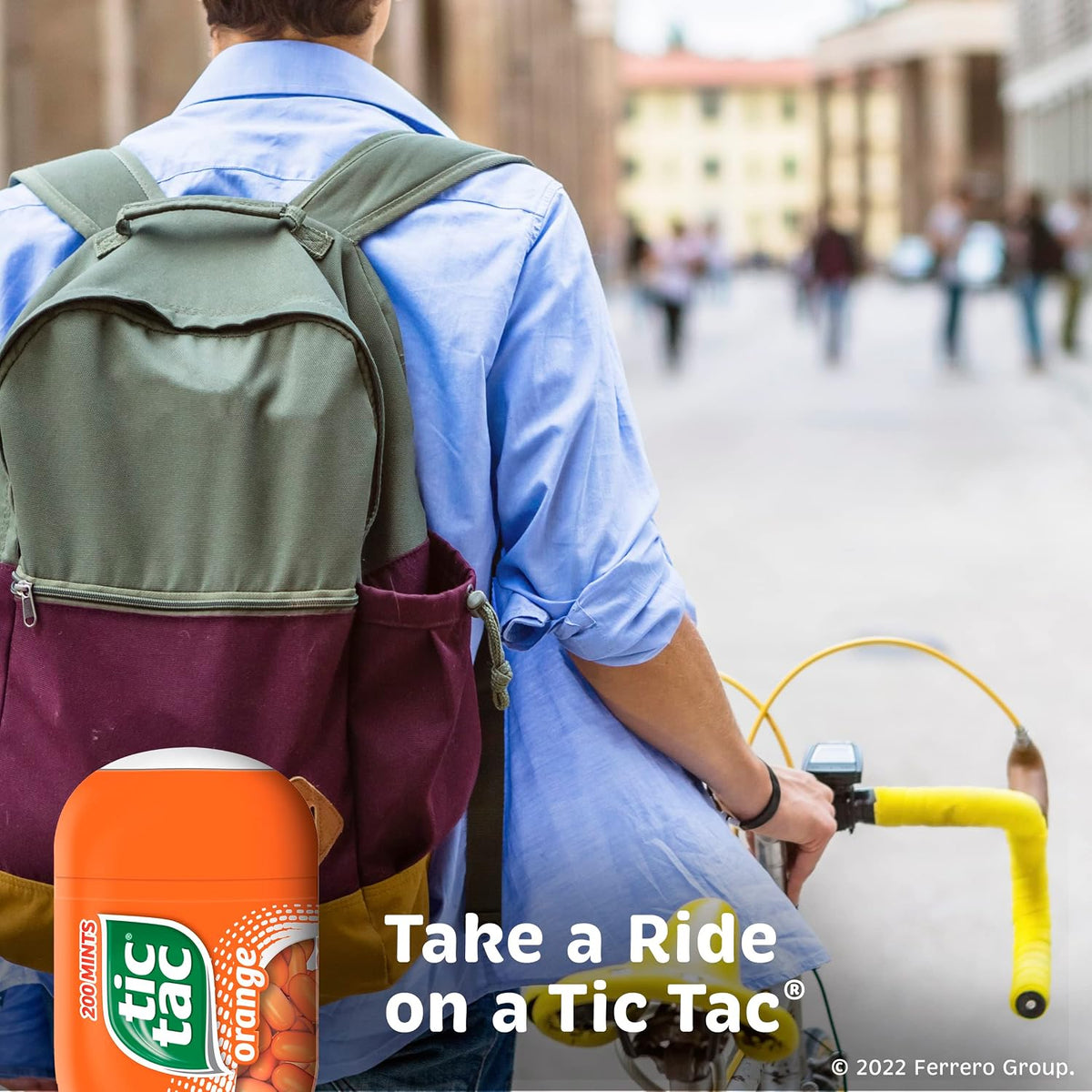 Top view of the iconic orange flip-top opening for on-the-go freshness.