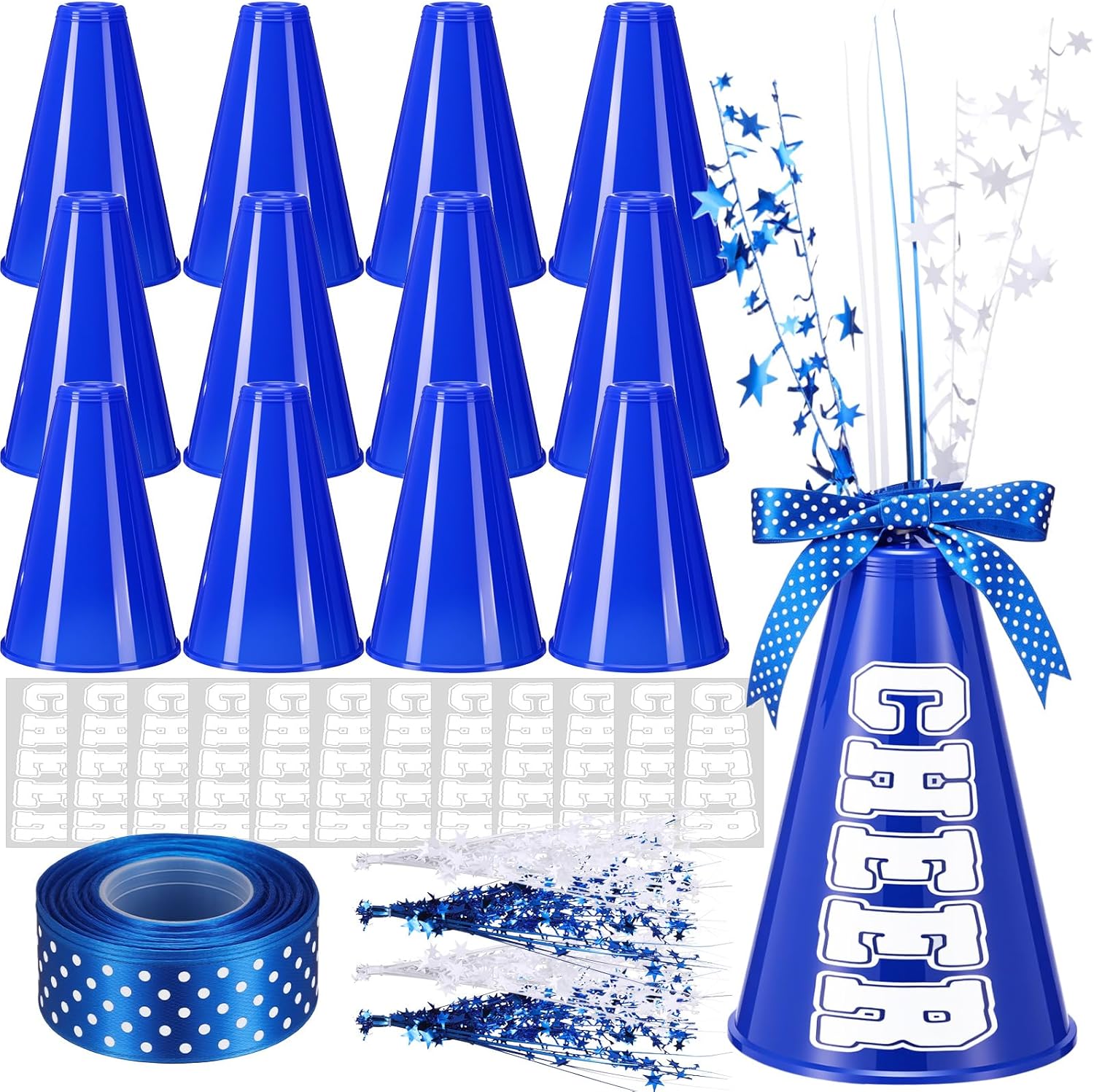 Rotatingpals 12 piece blue megaphone set front view