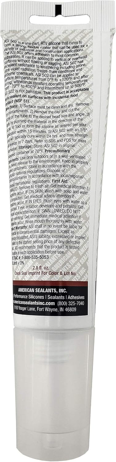 Silicone Sealant 100% RTV - 2.8 oz Squeeze Tube -Clear- - Image 2