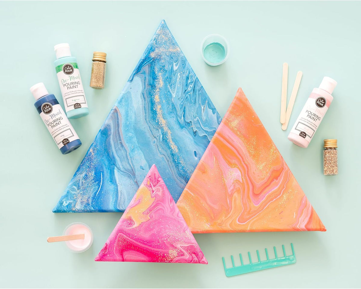 American Crafts Color Pour pre-mixed paints and silicone oil bottles