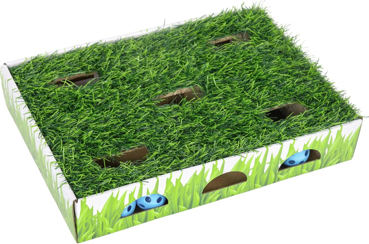 Catstages grass patch hunting box front view with faux grass top