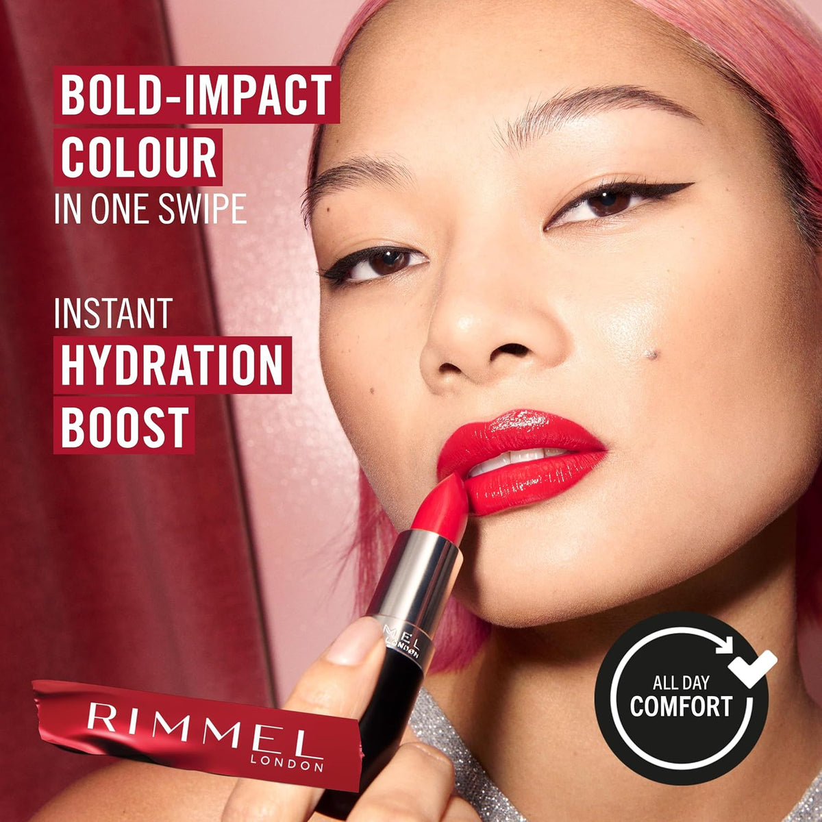 Rimmel London Lasting Finish Lipstick angled view of lipstick case