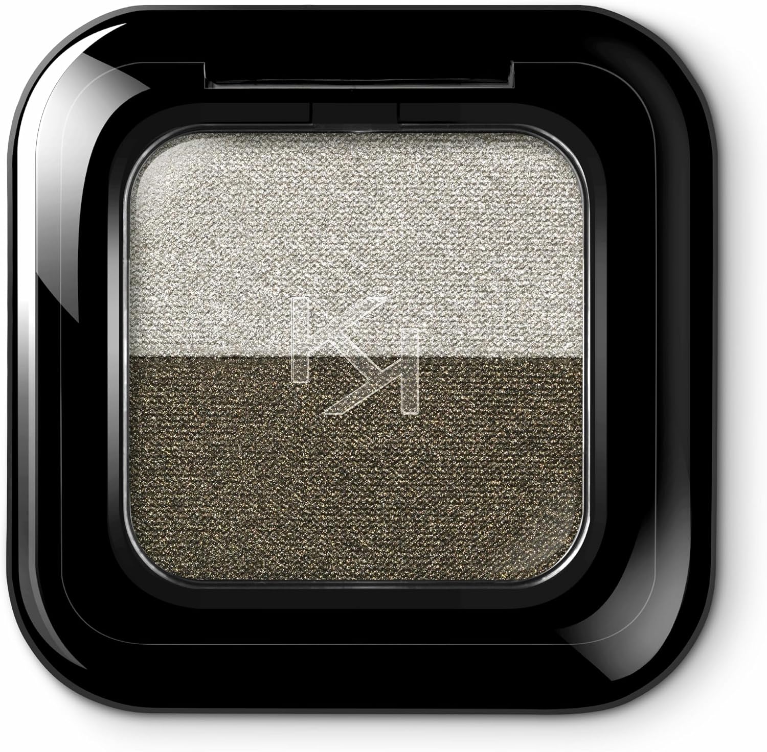 Kiko Milano Bright Duo Eyeshadow 16 Warm Silver Jungle Green front view
