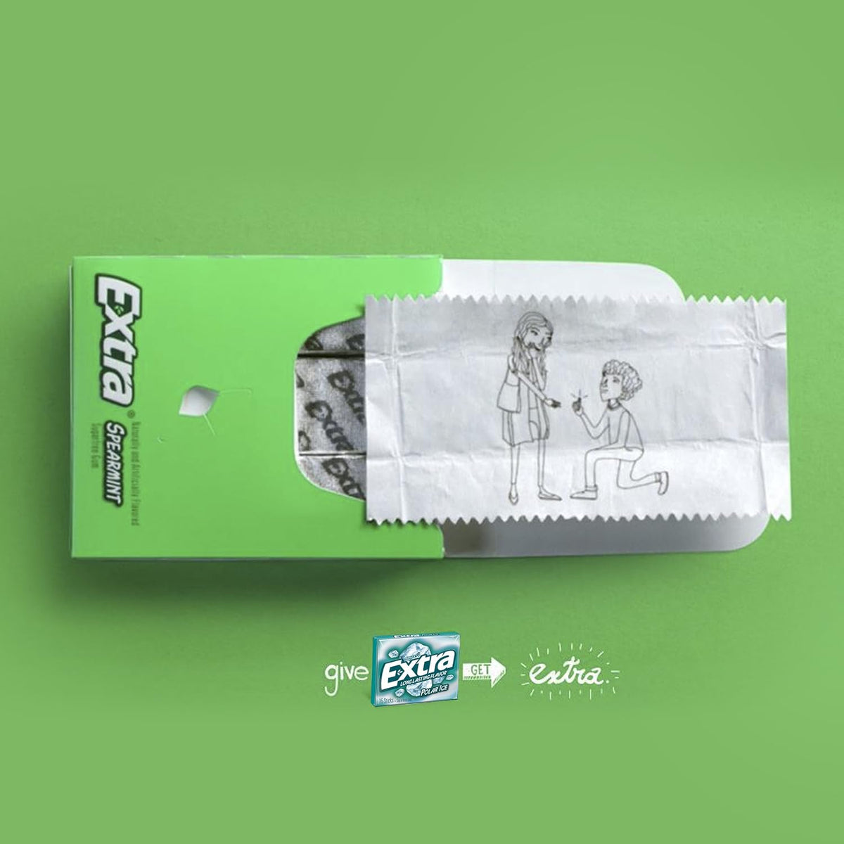 Close up view of the Wrigley's Extra Polar Ice packaging.