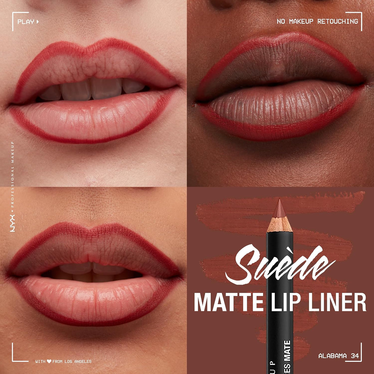 NYX Suede Matte Lip Liner Alabama swatch on skin