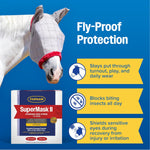 Farnam SuperMask II Horse Fly Mask WITH EARS, Extended Coverage Equine Fly Protection, Protects Eyes from Insects, Debris & UV, Adjustable Throat Latch, Plush Fleece Trim, Average Size - Image 8