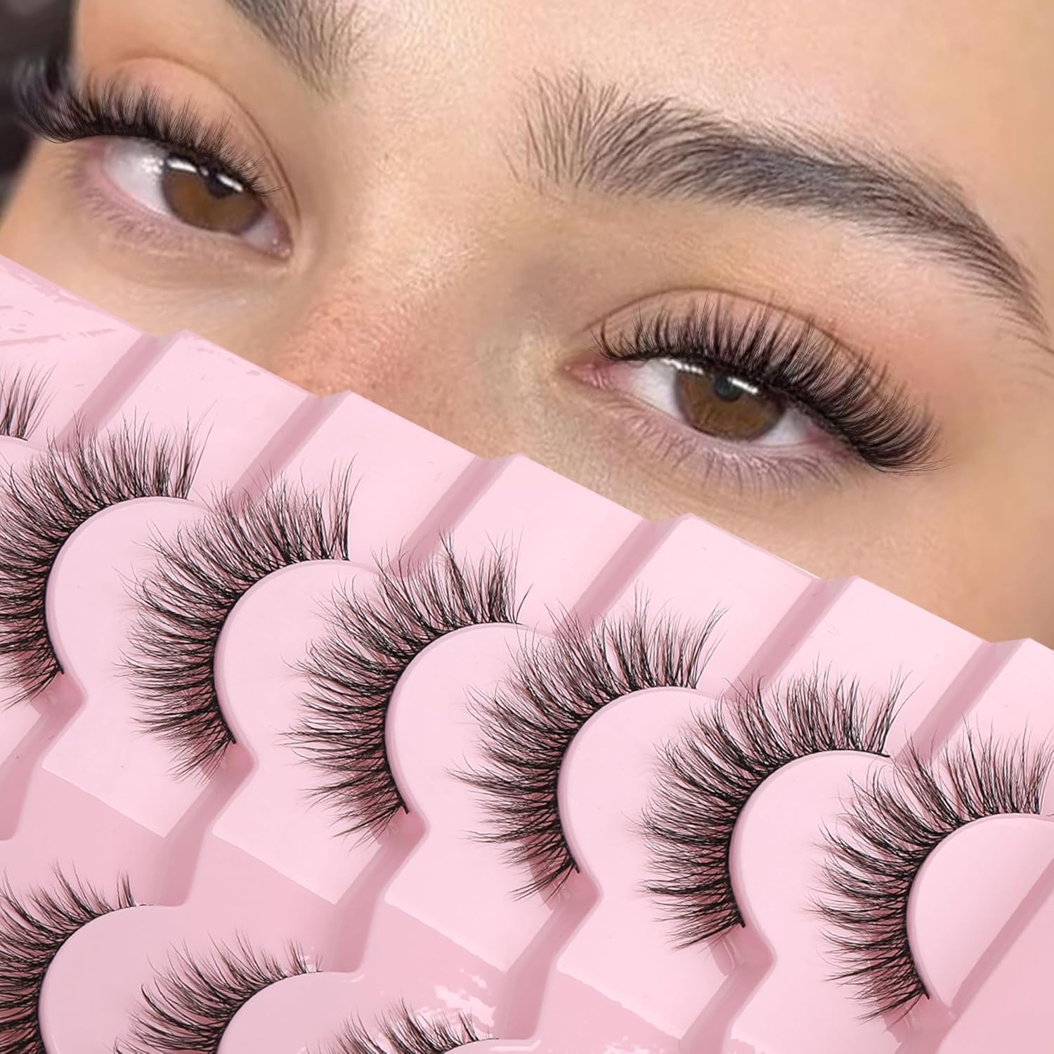 Plusbeauty Onlyall Wispy 1 Eyelashes 7 Pairs D-K06 front view