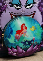 Loungefly Disney Villains Ursula Crystal Ball top handle and brand plaque