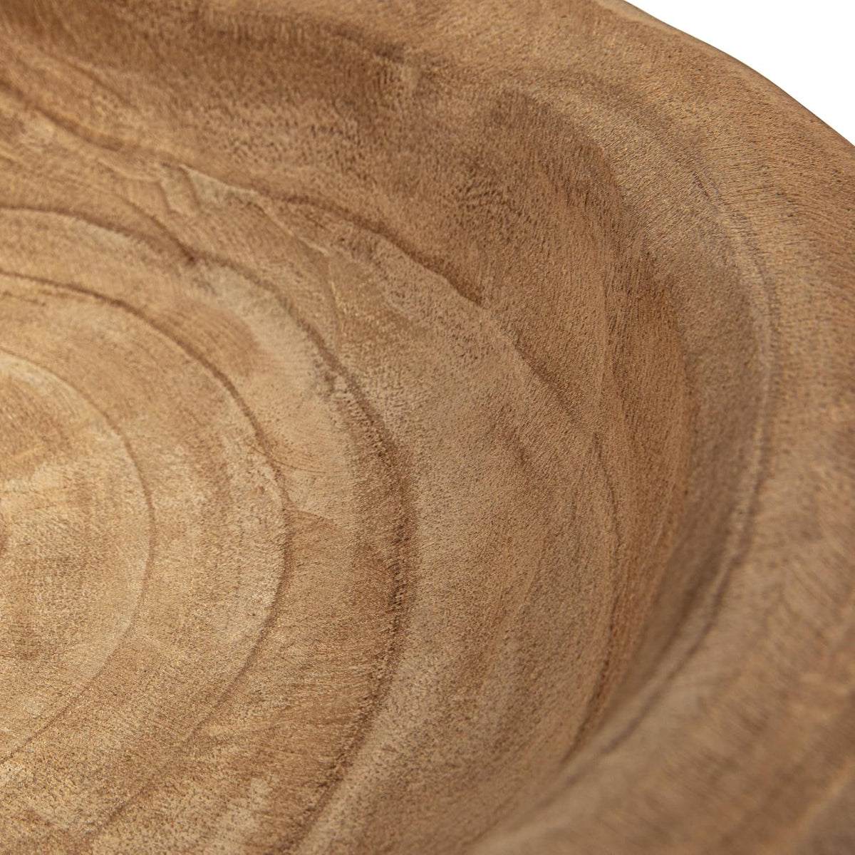 Handcrafted paulownia wood bowl side profile detail