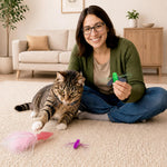 Cat playing with Catstages squishy prey toys
