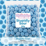 Authentic MyCandyShop raspberry sour sweets label