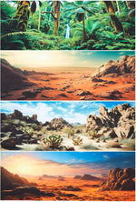 Breling 4 Pcs Reptile Habitat Background with Nano Glue Gobi Sun Cactus Stone and Green Tree Fern Stream Terrarium Background Polyester Durable Aquarium Accessories (Style2,36 x 18 Inch) - Image 11