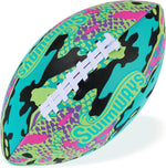 SwimWays Hydro Waterproof Football front view green camo pattern swimming pool toy.
