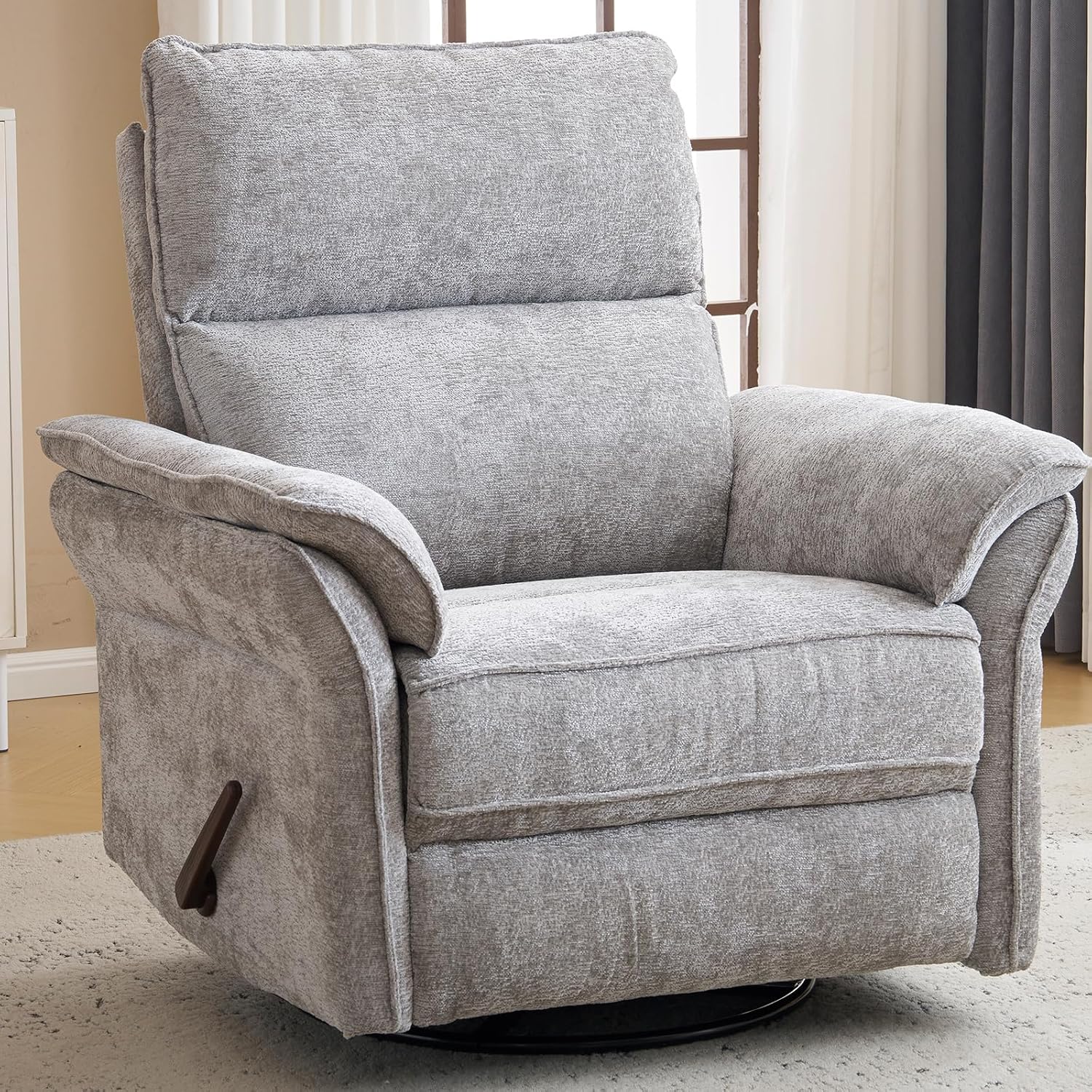 Rutox oversized rocking chair nursery glider front view light grey