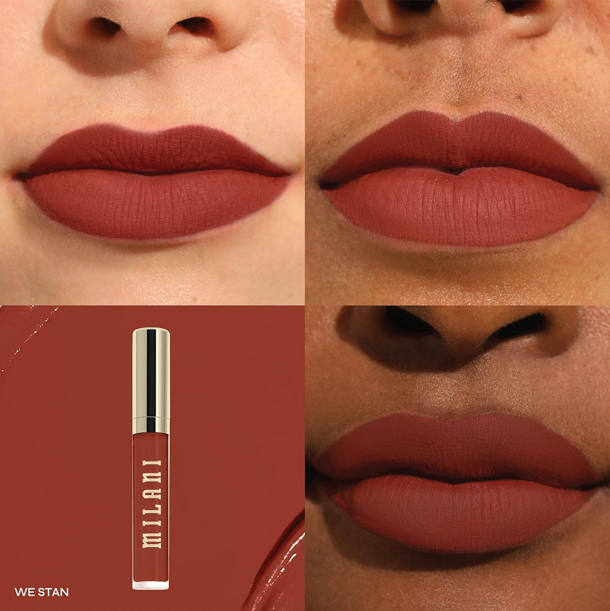 Precision tapered doe foot applicator of Milani Stay Put Liquid Lip close up.