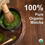 Micro Ingredients organic ceremonial grade matcha powder styled as a creamy iced latte