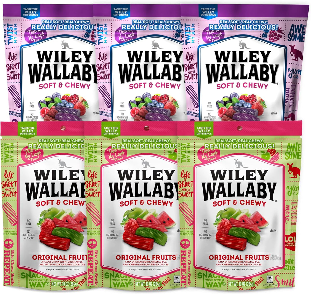Wiley Wallaby Licorice 10 Ounce Classic Gourmet Soft & Chewy Australian Licorice Vegan Candy Twists, 6 Pack Variety - Image 13