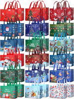 Macarrie Christmas gift bag front view showing festive holiday patterns