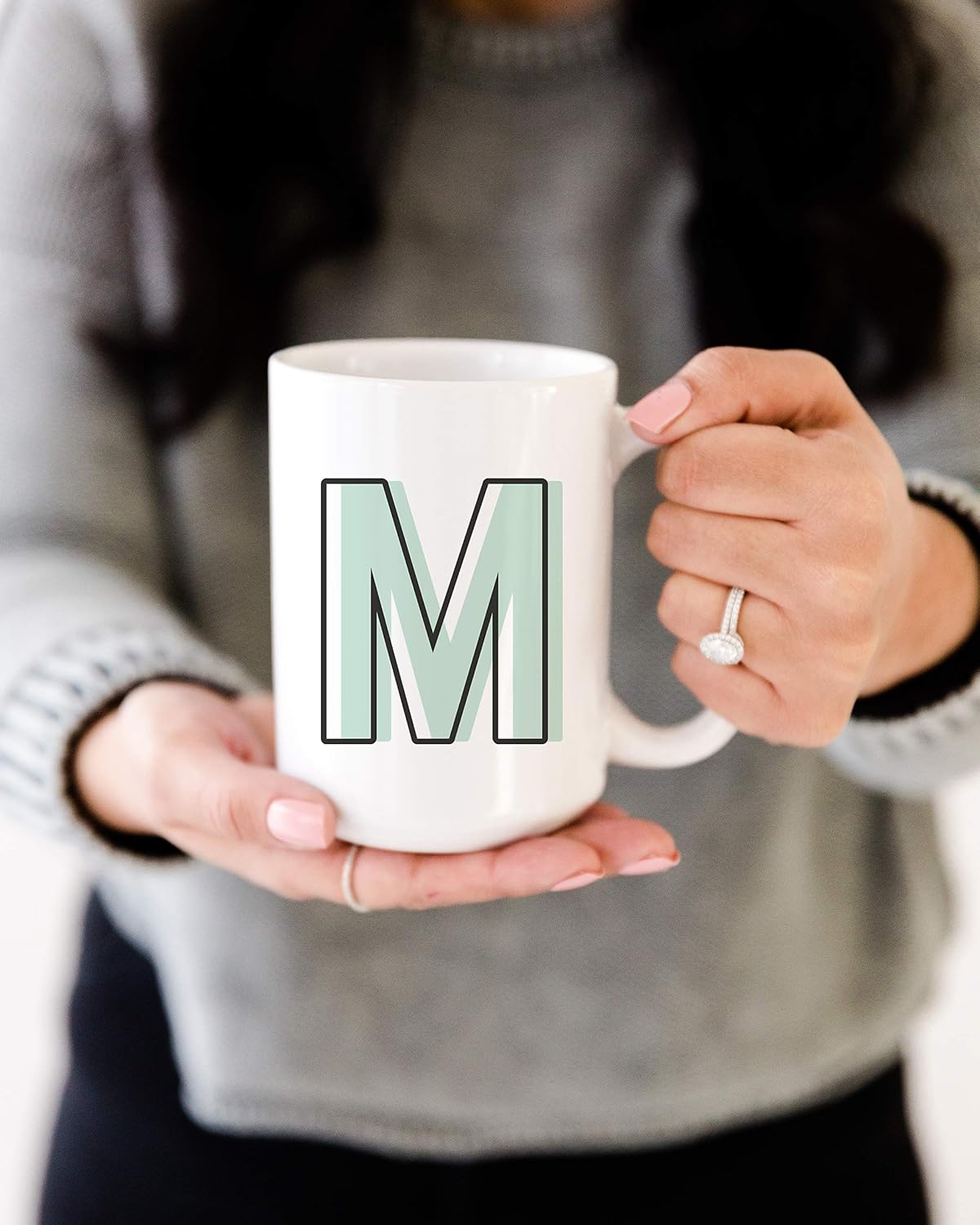 Glossy white porcelain ceramic mug side profile