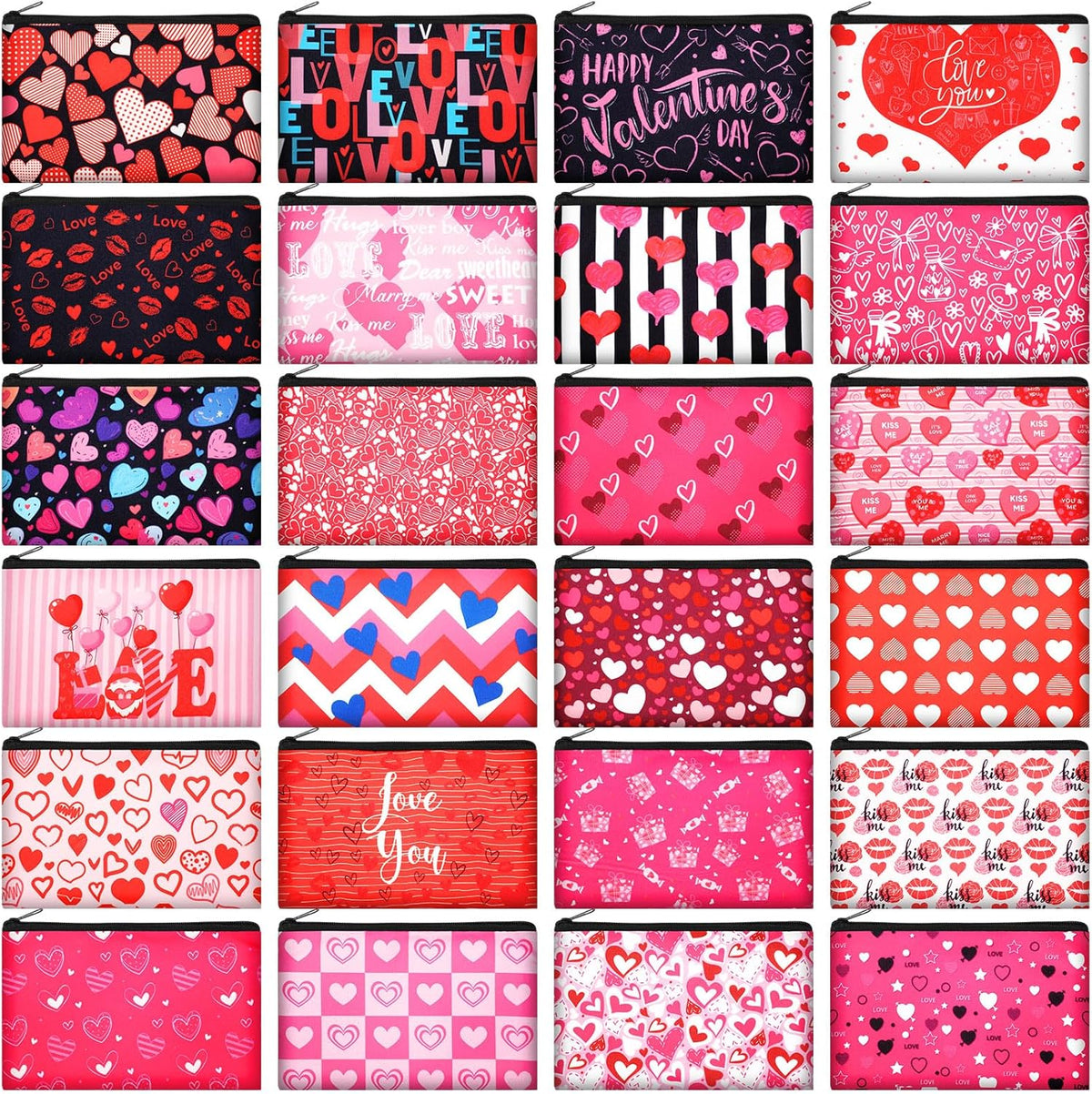 Abbylike 24 Pieces Valentine Day Makeup Bags front view