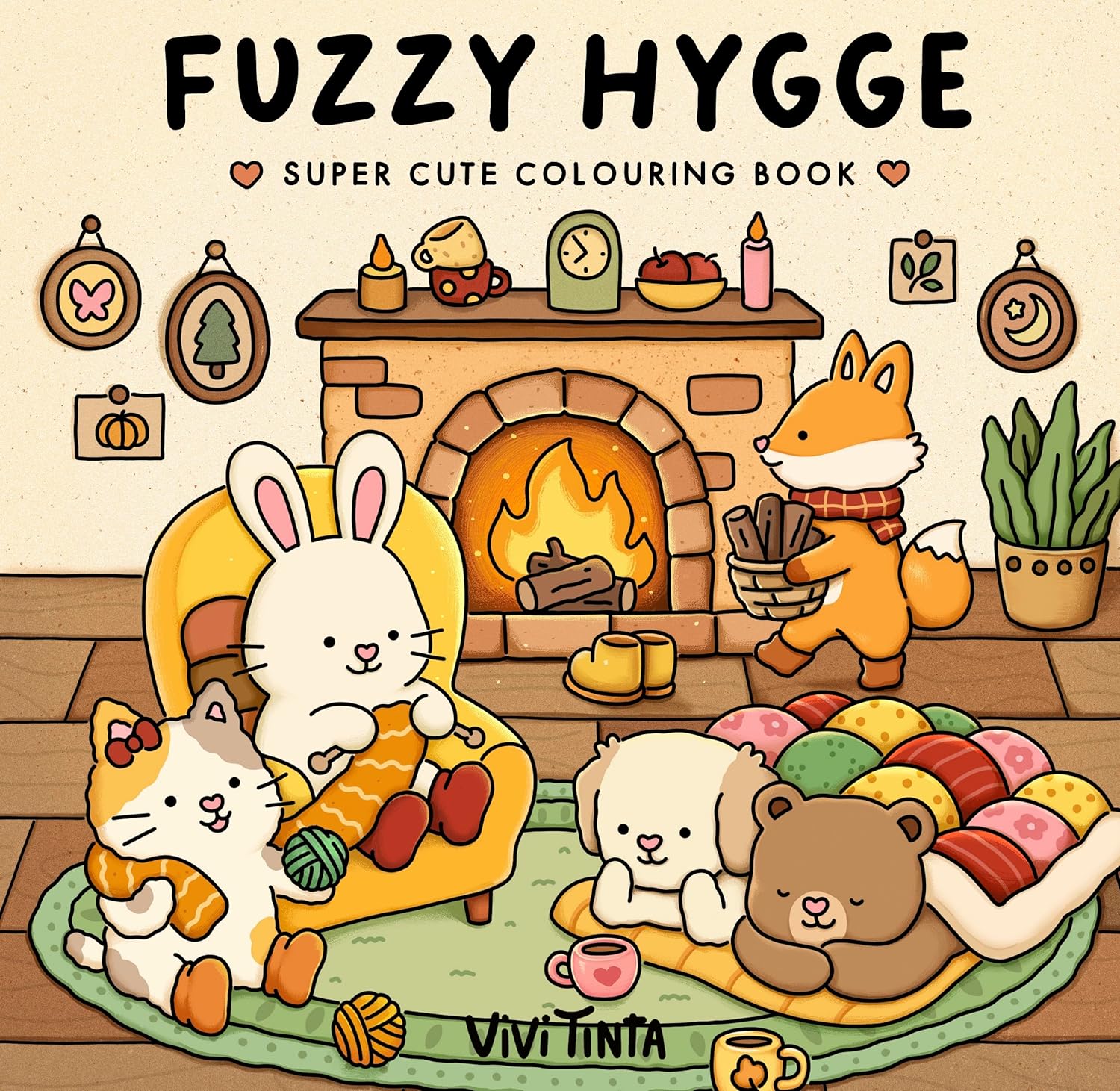 Fuzzy Hygge: Cute and Cozy Coloring Book for Adults & Teens Featuring Adorable Animals Characters for Stress Relief (Fuzzy Friends Coloring) - Image 1