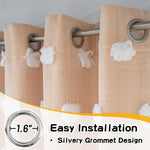 Mysky Home yellow window curtains with white pom poms detail