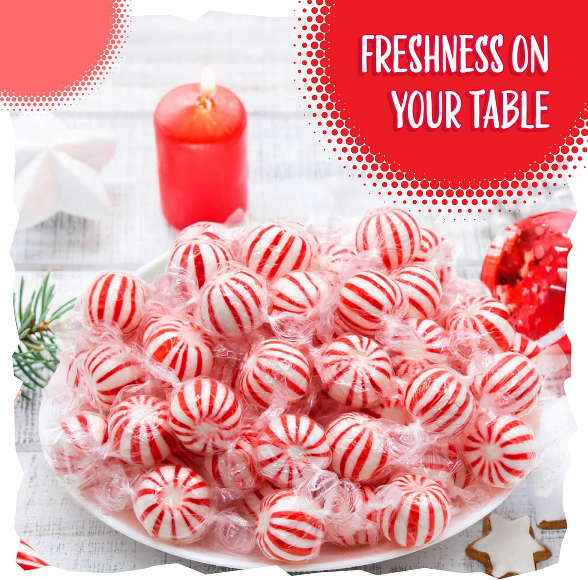 Bulk bag of USA imported starlight peppermint mints for holiday buffets