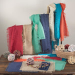 SARO Lifestyle oblong red burlap table runner textured weave