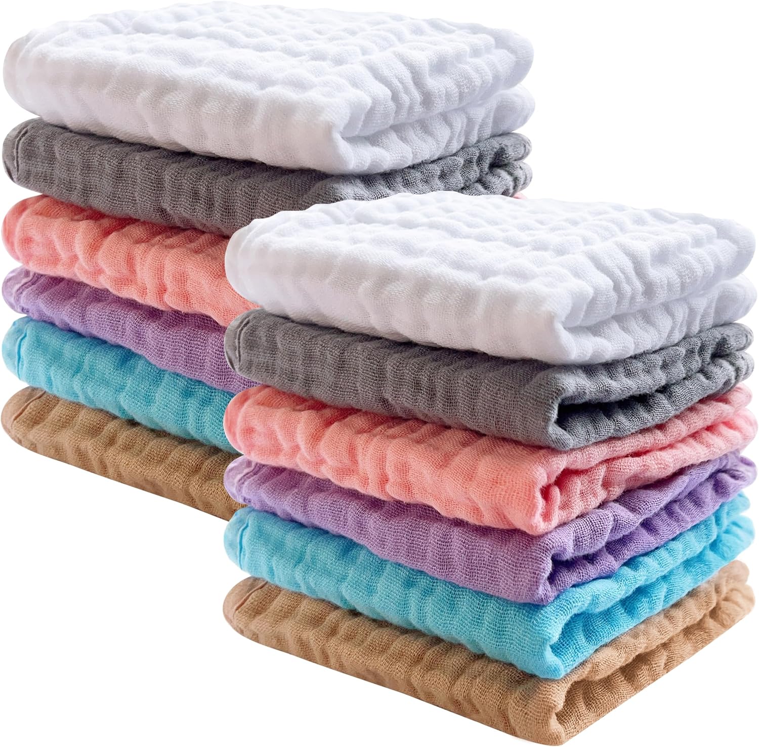 Sweet Dolphin baby muslin washcloths 12 pack front view