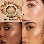 Luminescent multi tonal gold makeup highlighter dome shape swatched closely